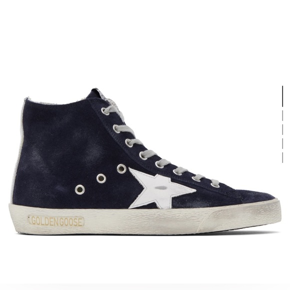 Golden Goose Francy Classic Suede Leather Star Sneakers in Night Blue/White NIB - Picture 1 of 7